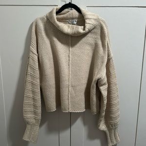 Tan oversized cropped sweater with bell sleeves size small
